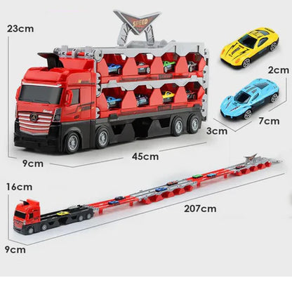 Multifunktionaler Spielzeug-Truck | Rennstrecke mit Startfunktion