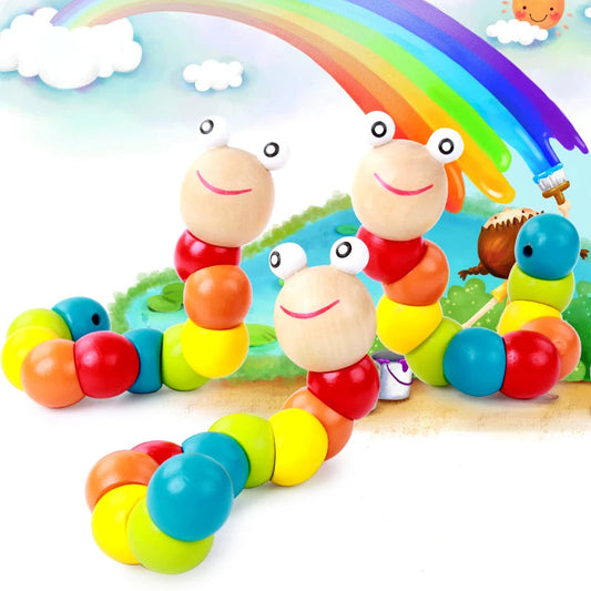 TwistyWorm | Endloser Dreh- und Formspaß - Hölzernes Raupe Spielzeug