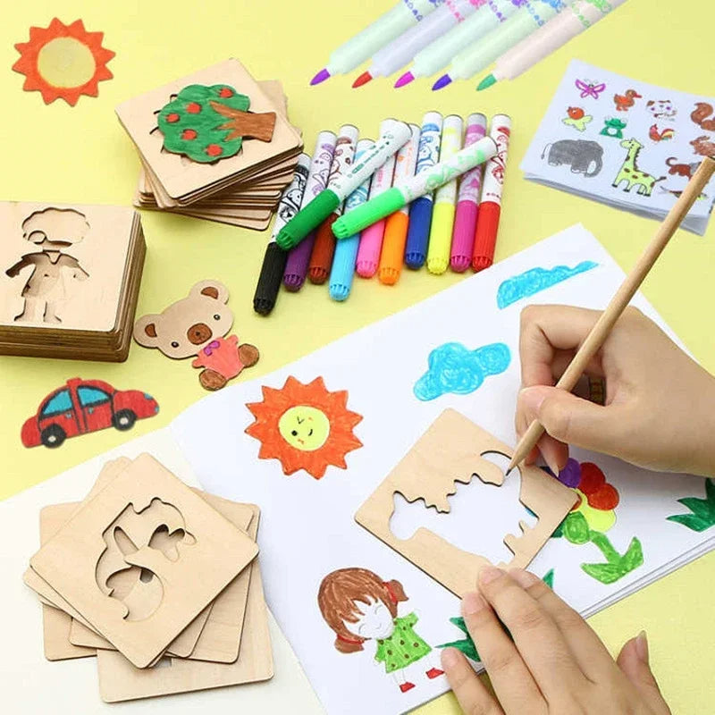 ArtShapes | Kreatives Zeichnen für Kinder - Hölzernes Schablonen Set