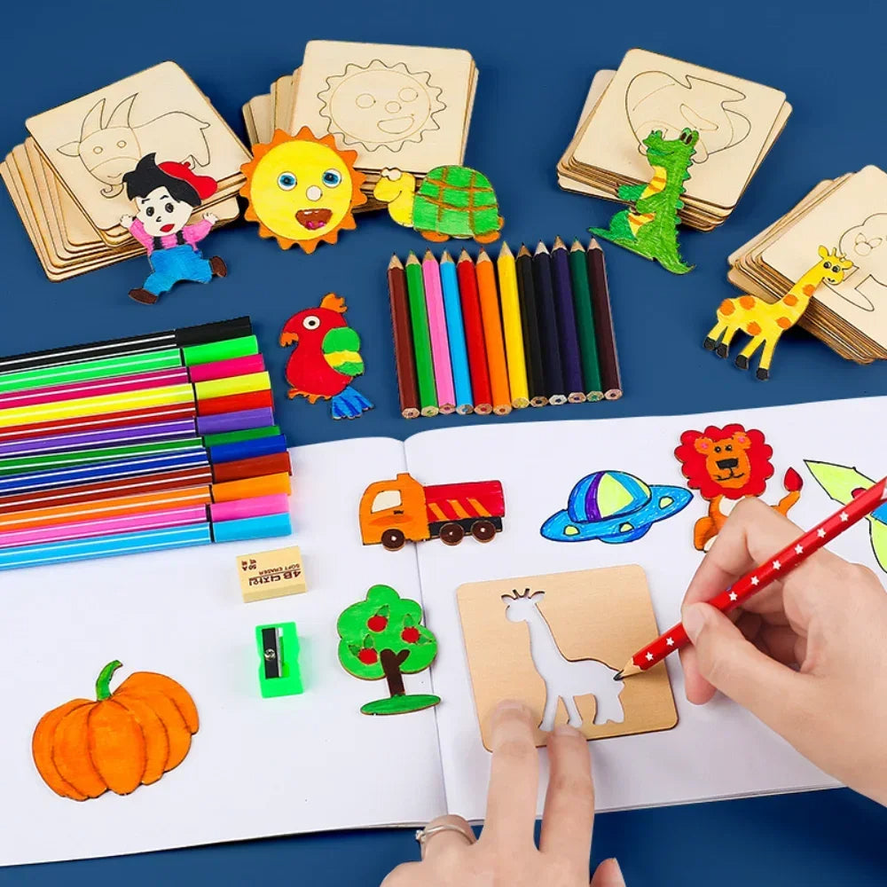 ArtShapes | Kreatives Zeichnen für Kinder - Hölzernes Schablonen Set