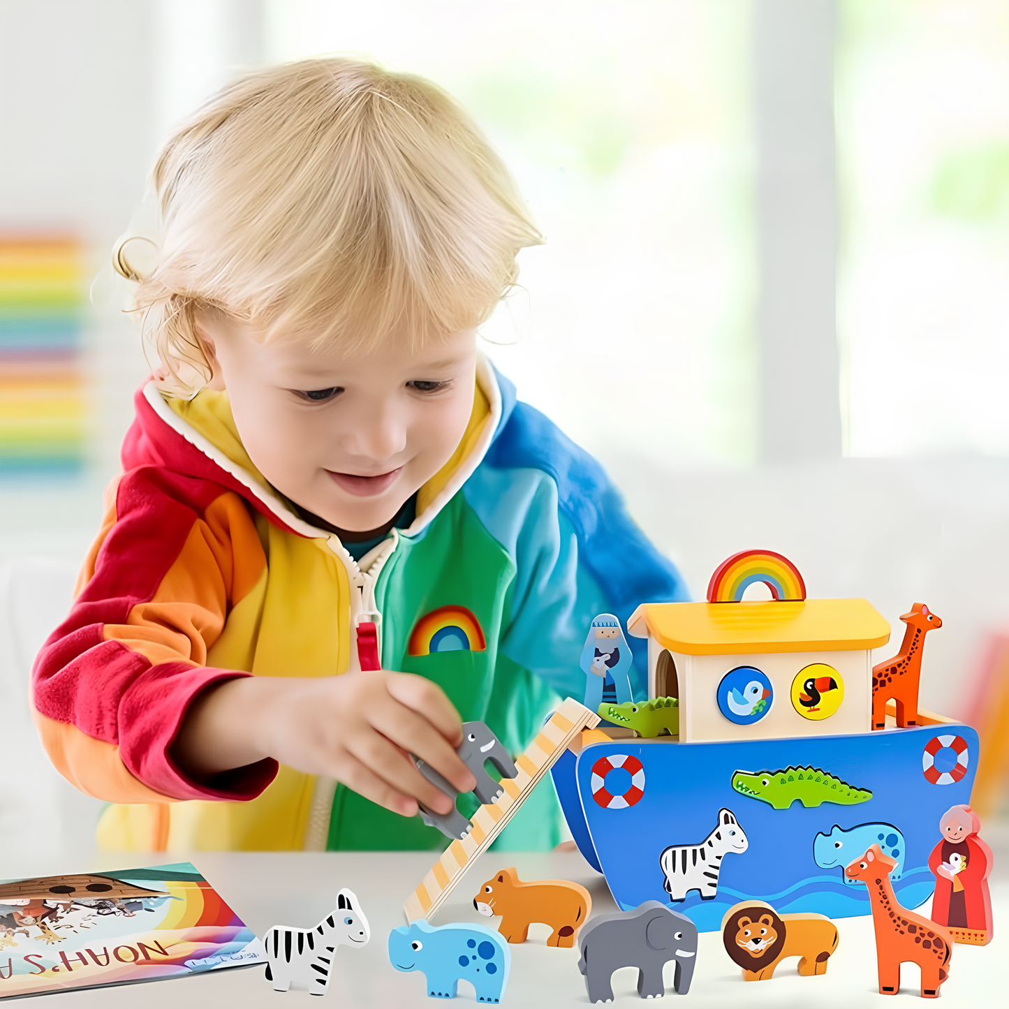 Wonder Ark | Spielen und Lernen mit Tieren - Montessori-Spielset aus Holz