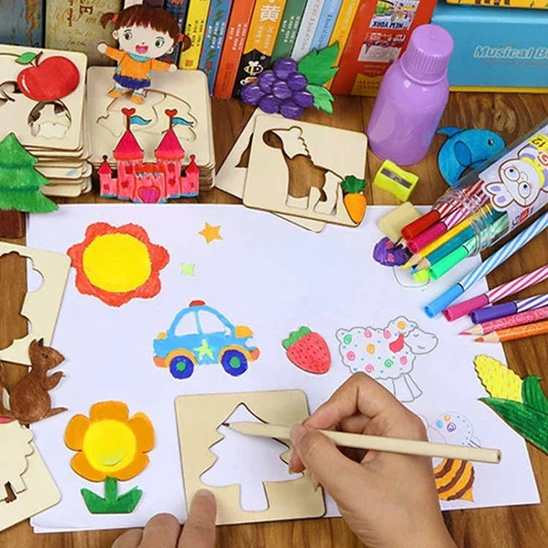 ArtShapes | Kreatives Zeichnen für Kinder - Hölzernes Schablonen Set
