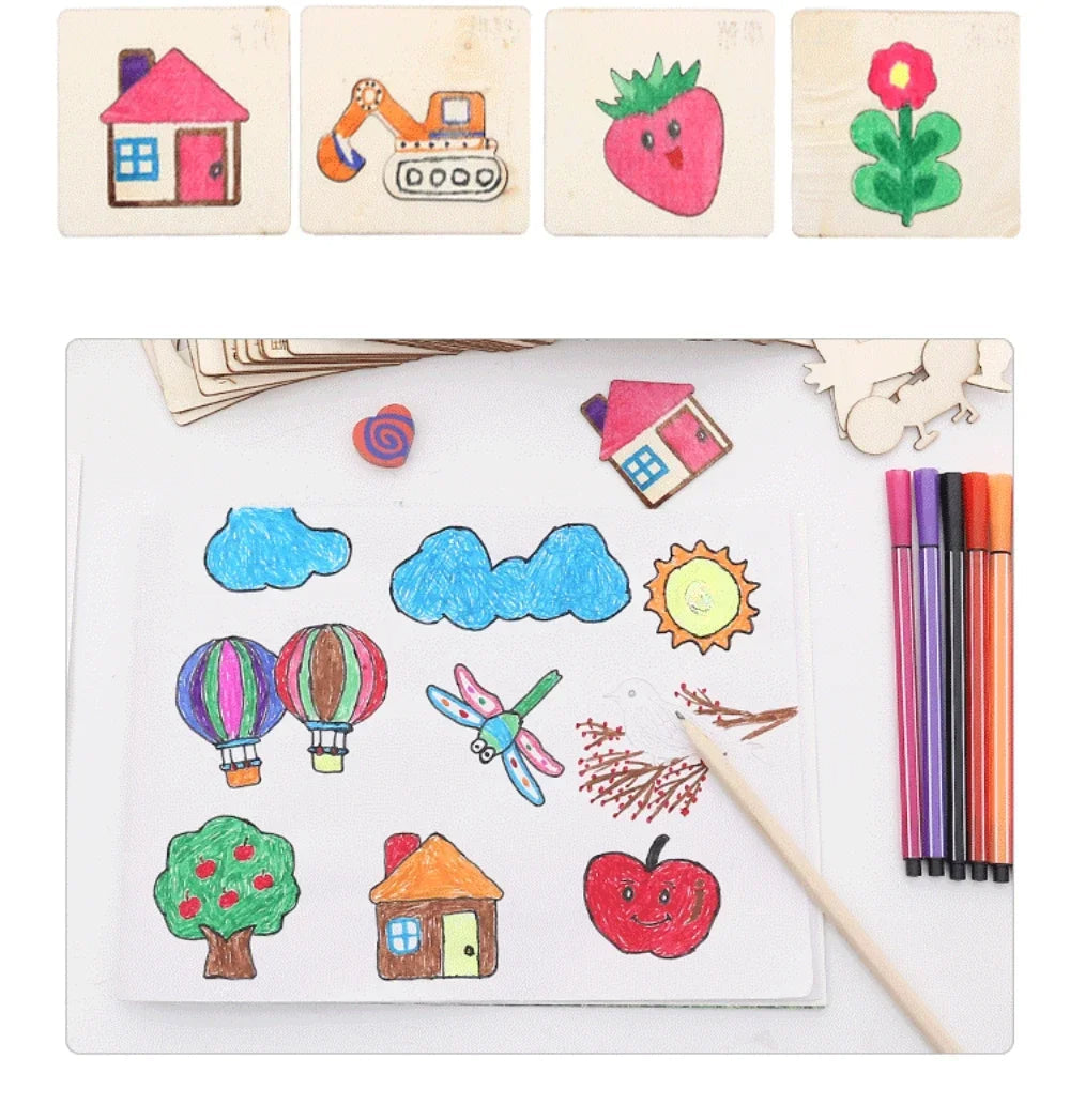 ArtShapes | Kreatives Zeichnen für Kinder - Hölzernes Schablonen Set