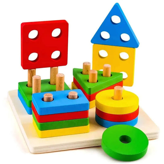 ColorStacks | Spielerisches Lernen über Formen und Farben - Montessori Geometrisches Puzzle