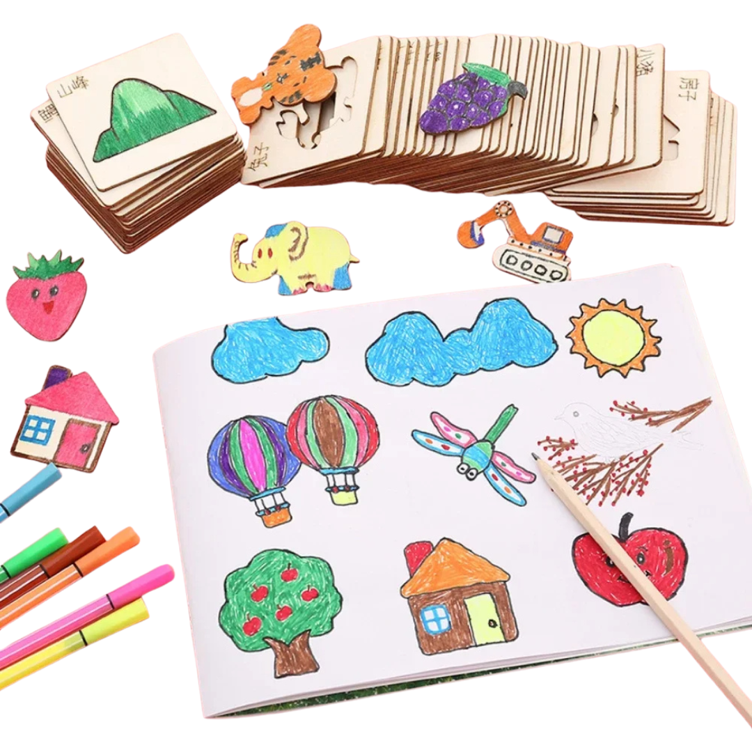ArtShapes | Kreatives Zeichnen für Kinder - Hölzernes Schablonen Set