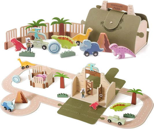 Dinosaurier-Spielset aus Holz | Endloses Bauen und Erforschen