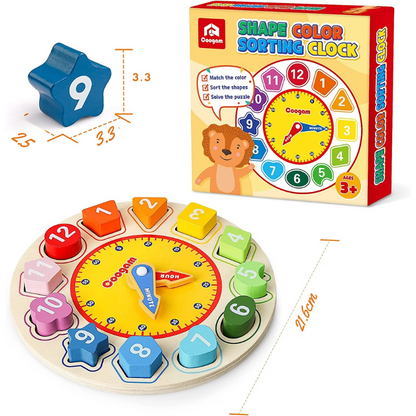TimeWise | Lernen Uhr lesen mit Spiel & Spaß - Hölzerne Montessori Uhr