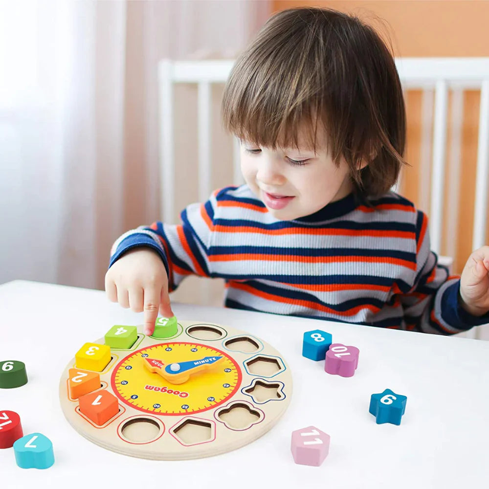 TimeWise | Lernen Uhr lesen mit Spiel & Spaß - Hölzerne Montessori Uhr