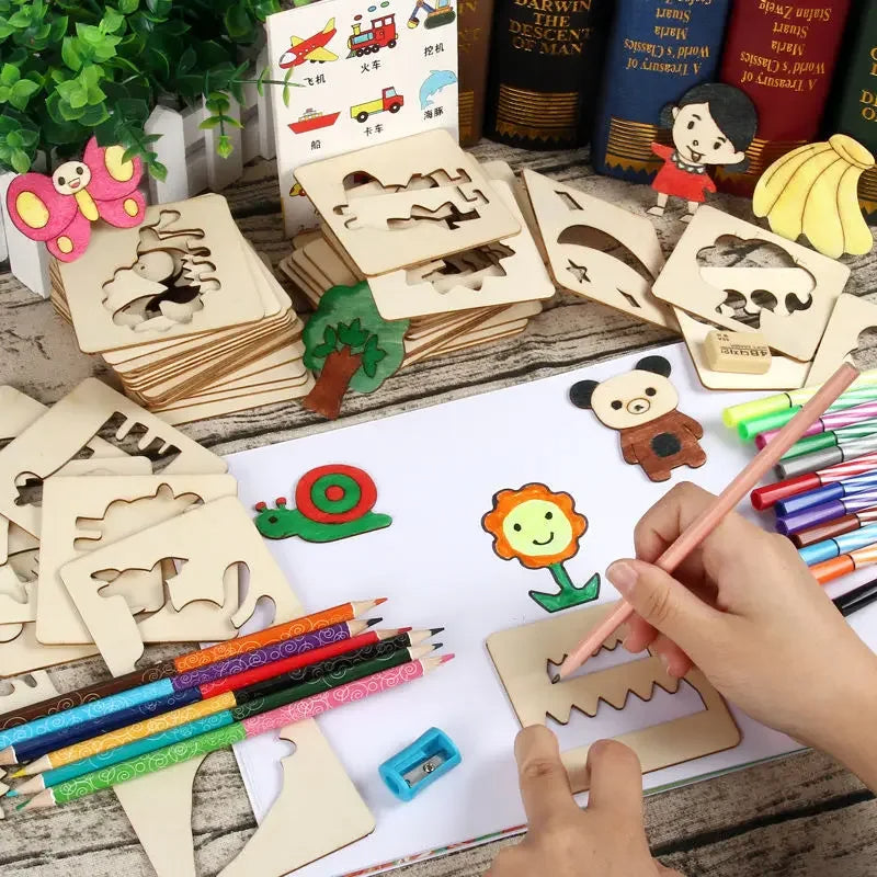 ArtShapes | Kreatives Zeichnen für Kinder - Hölzernes Schablonen Set