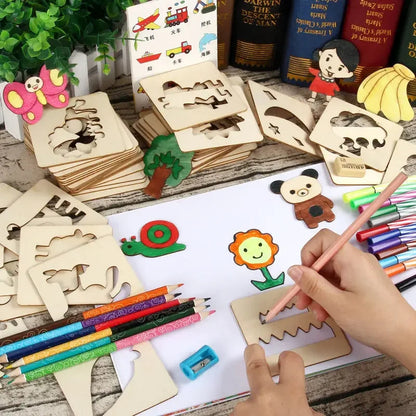 ArtShapes | Kreatives Zeichnen für Kinder - Hölzernes Schablonen Set