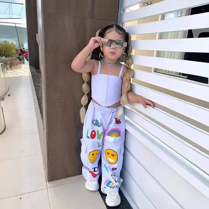 Kinder Outfit für Mädchen | Trendy Zweiteiler mit bunter Hose