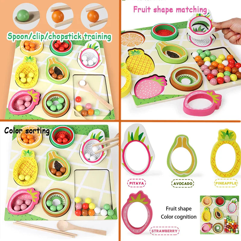 ClipCritters | Formen & Obst – Holzsortierspiel