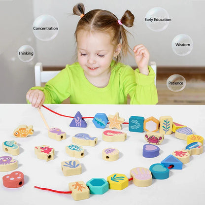 LaceZoo | Kombination aus Spiel und Bildung - Holzanzugspielset