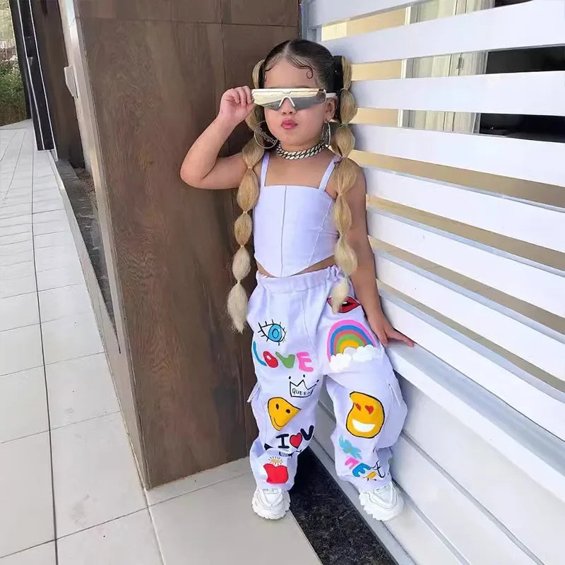 Kinder Outfit für Mädchen | Trendy Zweiteiler mit bunter Hose
