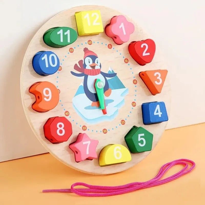 TimeTales | Spielend Uhrlesen lernen - Hölzernes Montessori Uhrenspielzeug