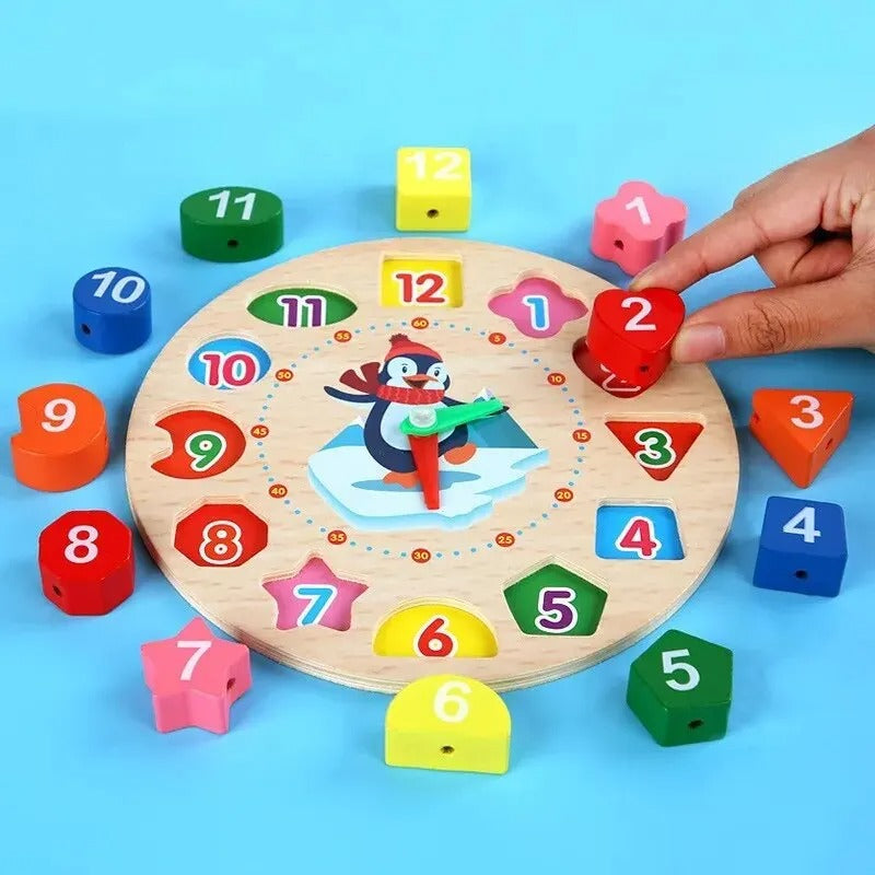 TimeTales | Spielend Uhrlesen lernen - Hölzernes Montessori Uhrenspielzeug