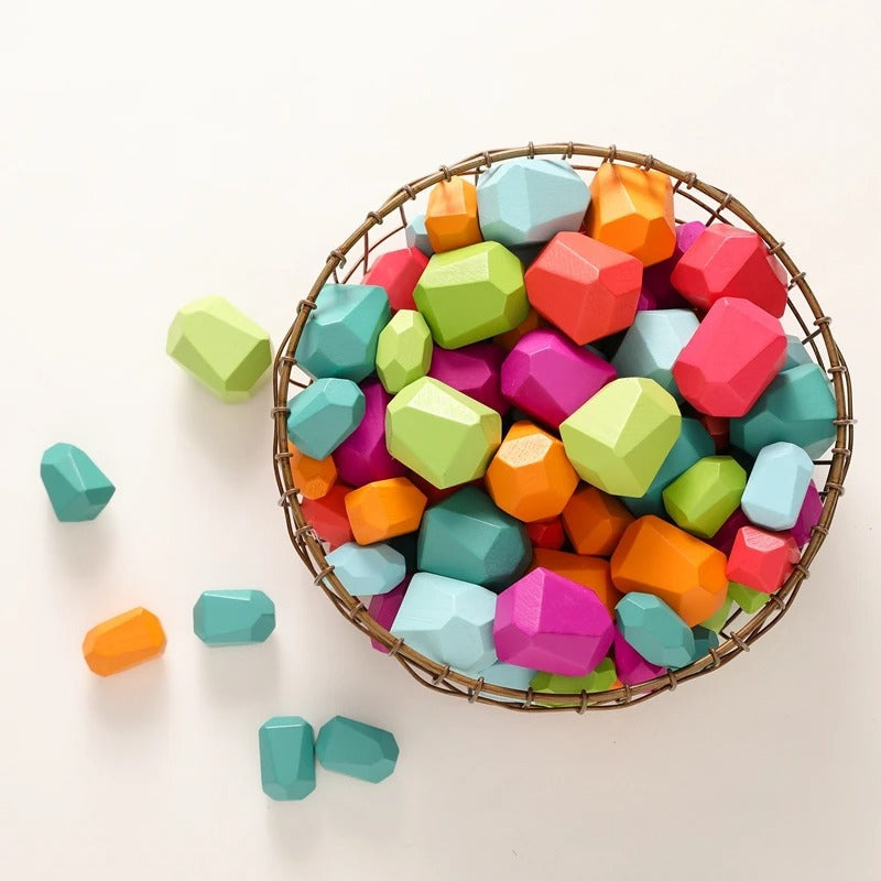 StoneStack | Bauen und Ausbalancieren mit Regenbogensteinen - Montessori Bildungsspielzeug