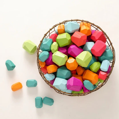 StoneStack | Bauen und Ausbalancieren mit Regenbogensteinen - Montessori Bildungsspielzeug