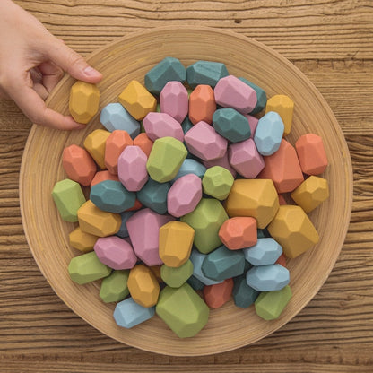 StoneStack | Bauen und Ausbalancieren mit Regenbogensteinen - Montessori Bildungsspielzeug