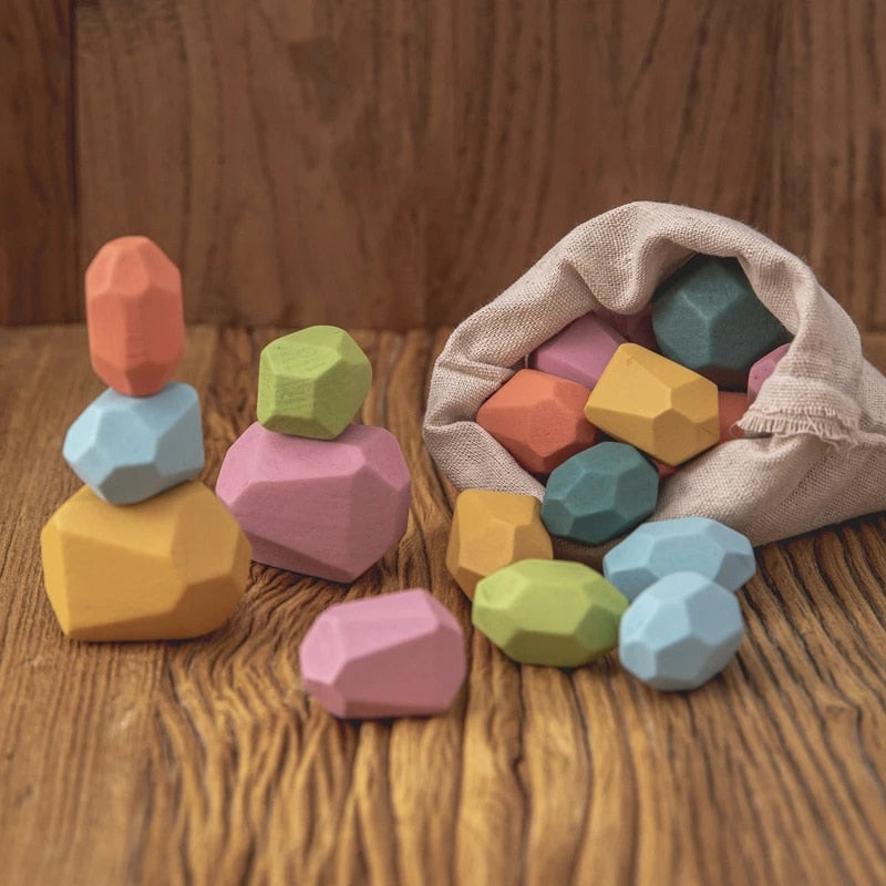StoneStack | Bauen und Ausbalancieren mit Regenbogensteinen - Montessori Bildungsspielzeug
