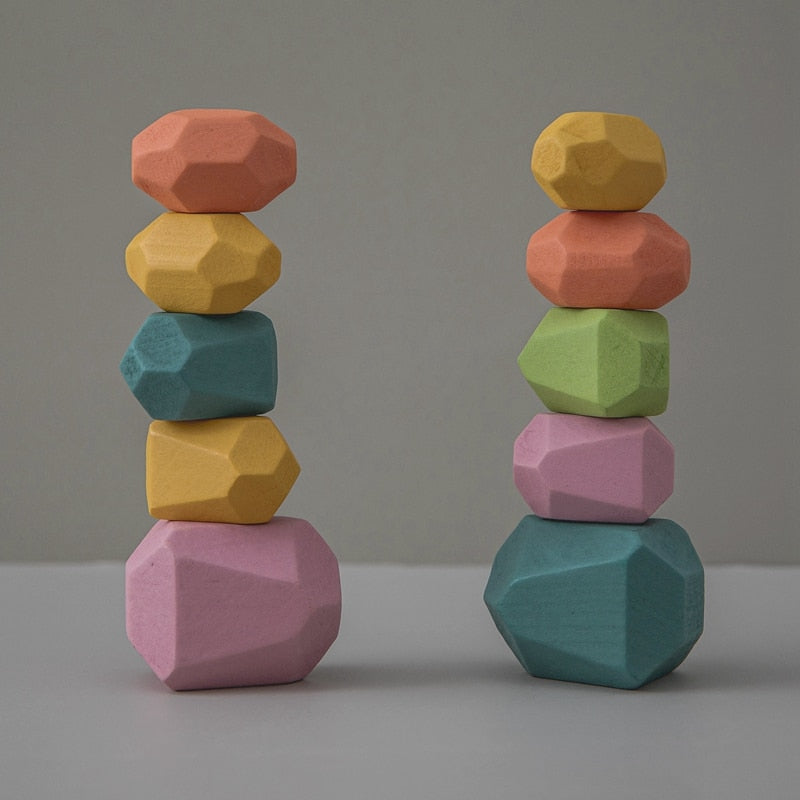 StoneStack | Bauen und Ausbalancieren mit Regenbogensteinen - Montessori Bildungsspielzeug