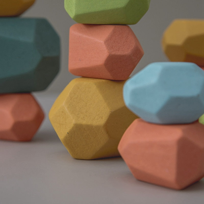 StoneStack | Bauen und Ausbalancieren mit Regenbogensteinen - Montessori Bildungsspielzeug