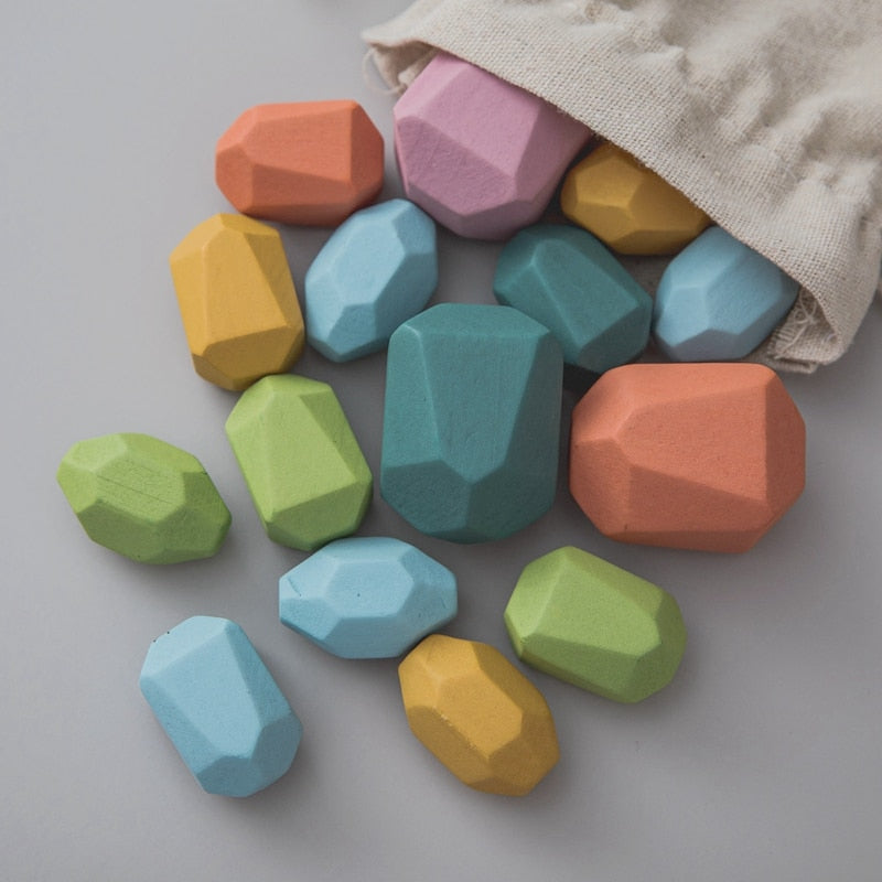 StoneStack | Bauen und Ausbalancieren mit Regenbogensteinen - Montessori Bildungsspielzeug