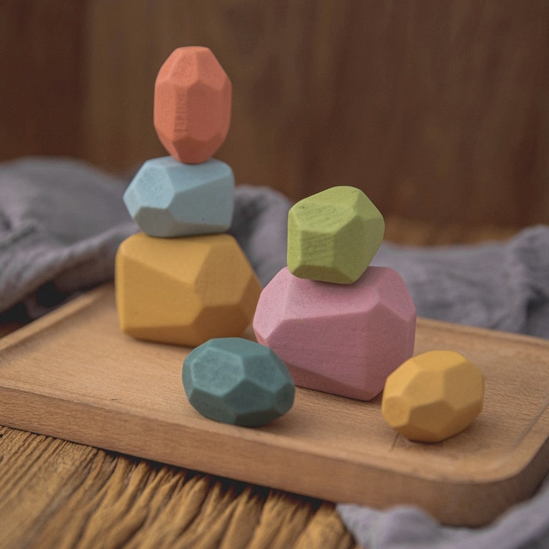 StoneStack | Bauen und Ausbalancieren mit Regenbogensteinen - Montessori Bildungsspielzeug