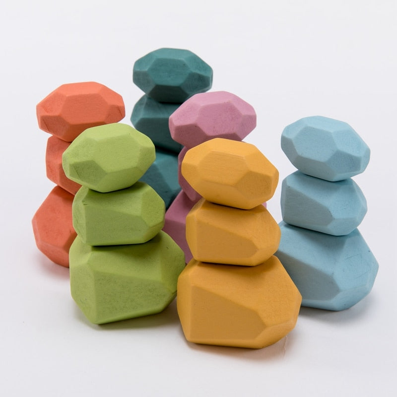 StoneStack | Bauen und Ausbalancieren mit Regenbogensteinen - Montessori Bildungsspielzeug