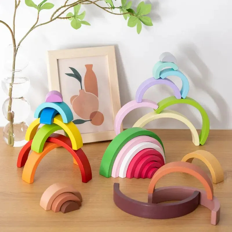 Regenbogen‑Stapel | Bau und Entdecke Farben - Bildungsspielzeug im Montessori-Stil zum Stapeln