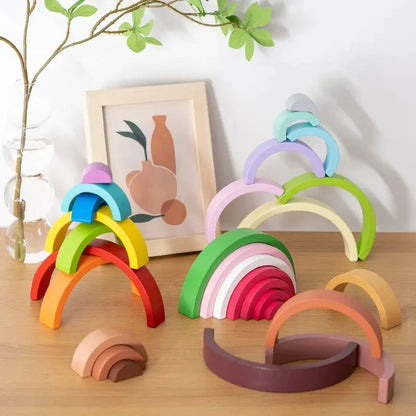 Regenbogen‑Stapel | Bau und Entdecke Farben - Bildungsspielzeug im Montessori-Stil zum Stapeln
